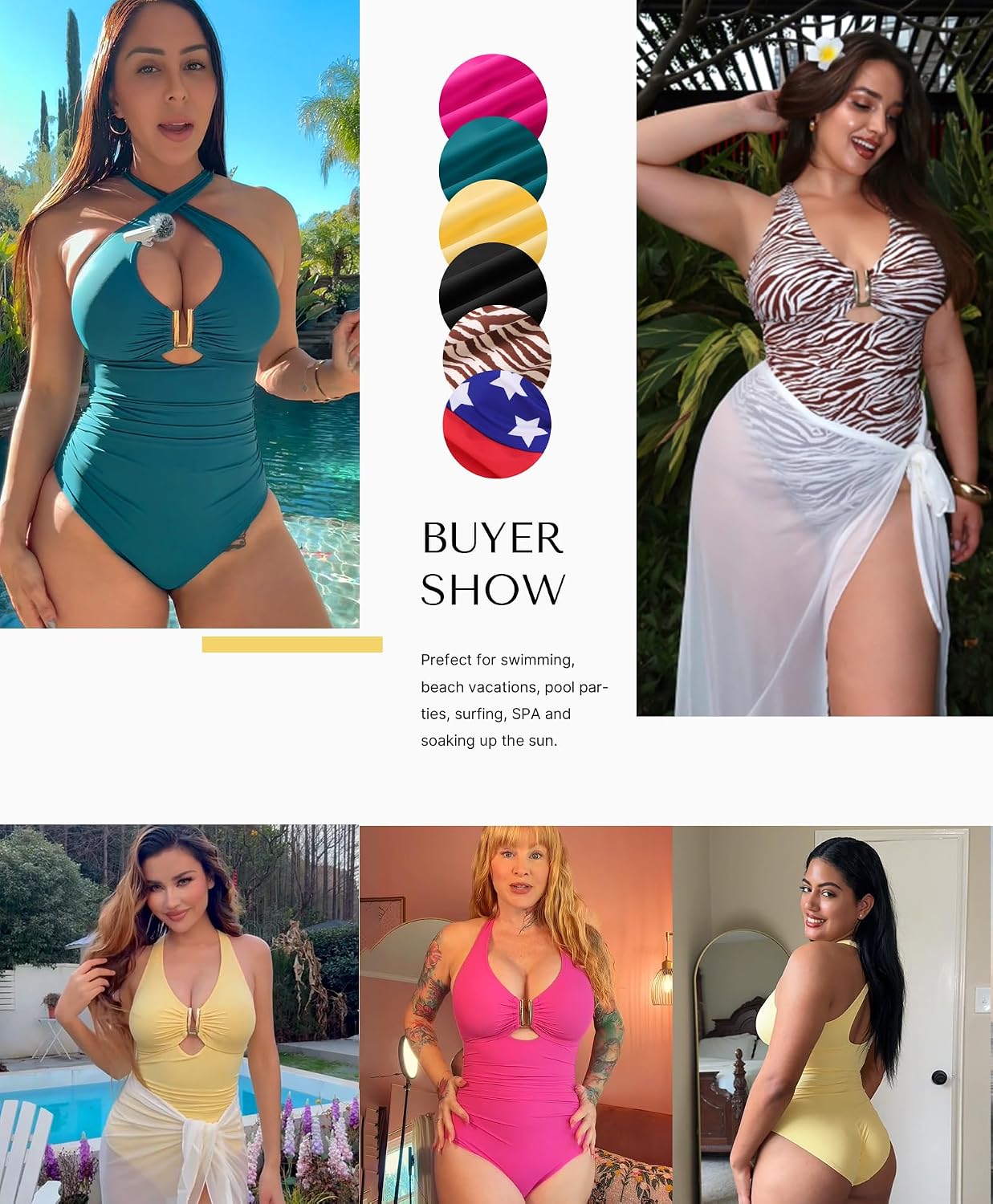 Detalle de SHAPELLX Tummy Control One-Piece Swimsuit with V Neck & Ruched Shaping