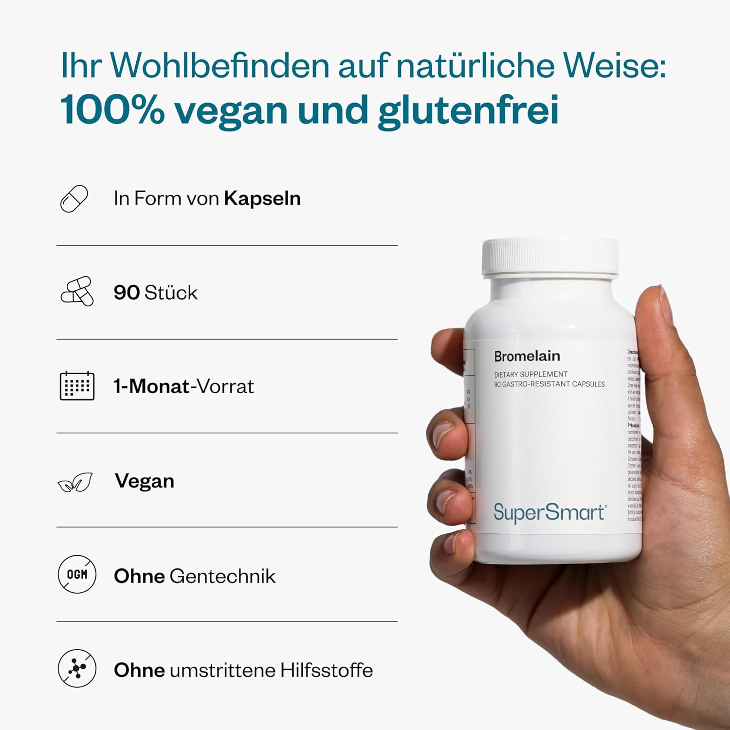 Thumbnail 4 de Supersmart Bromelain – entzündungshemmendes Enzym aus Ananas, vegan in DrCaps-Kapseln