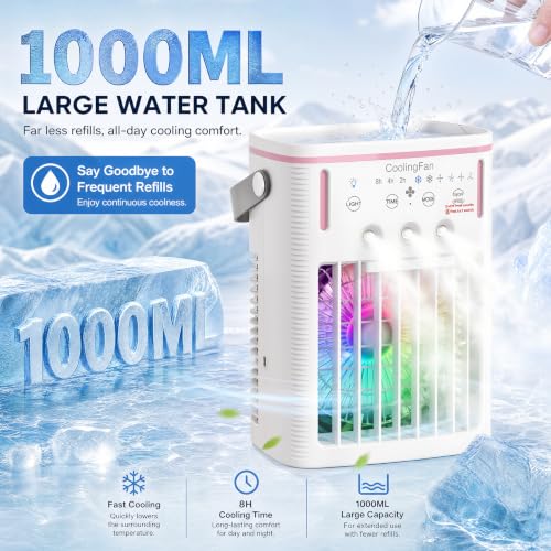 Detalle 2 de Lihaian Klimaanlage Mobil: 6-in-1 tragbares Klimagerät mit 1000 ml Tank, USB-C, Fernbedienung und Licht
