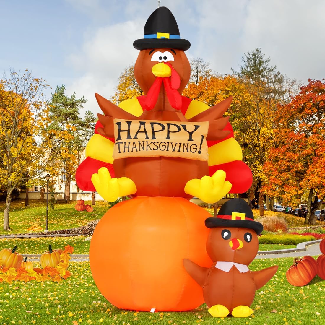 Detalle de GOOSH 6-Foot Thanksgiving Inflatable Turkey with Built-In LEDs