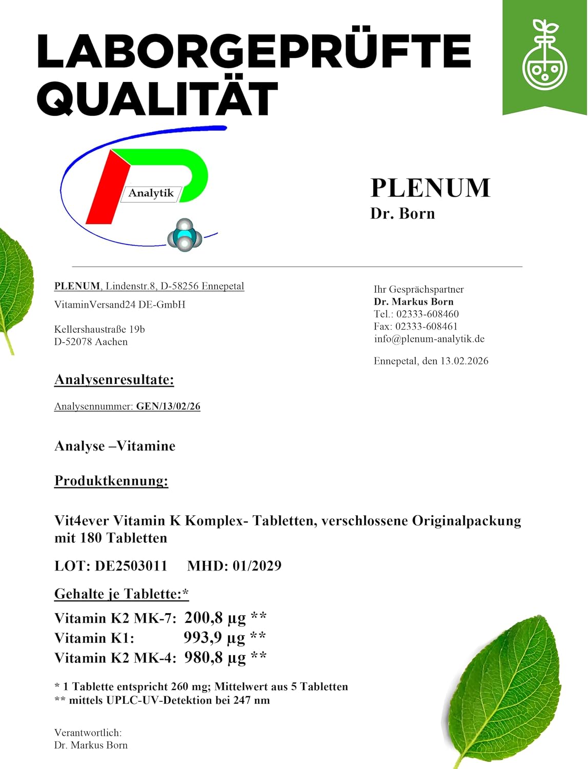 Thumbnail 6 de Vitamin K Komplex 180 Tabletten von Vit4ever