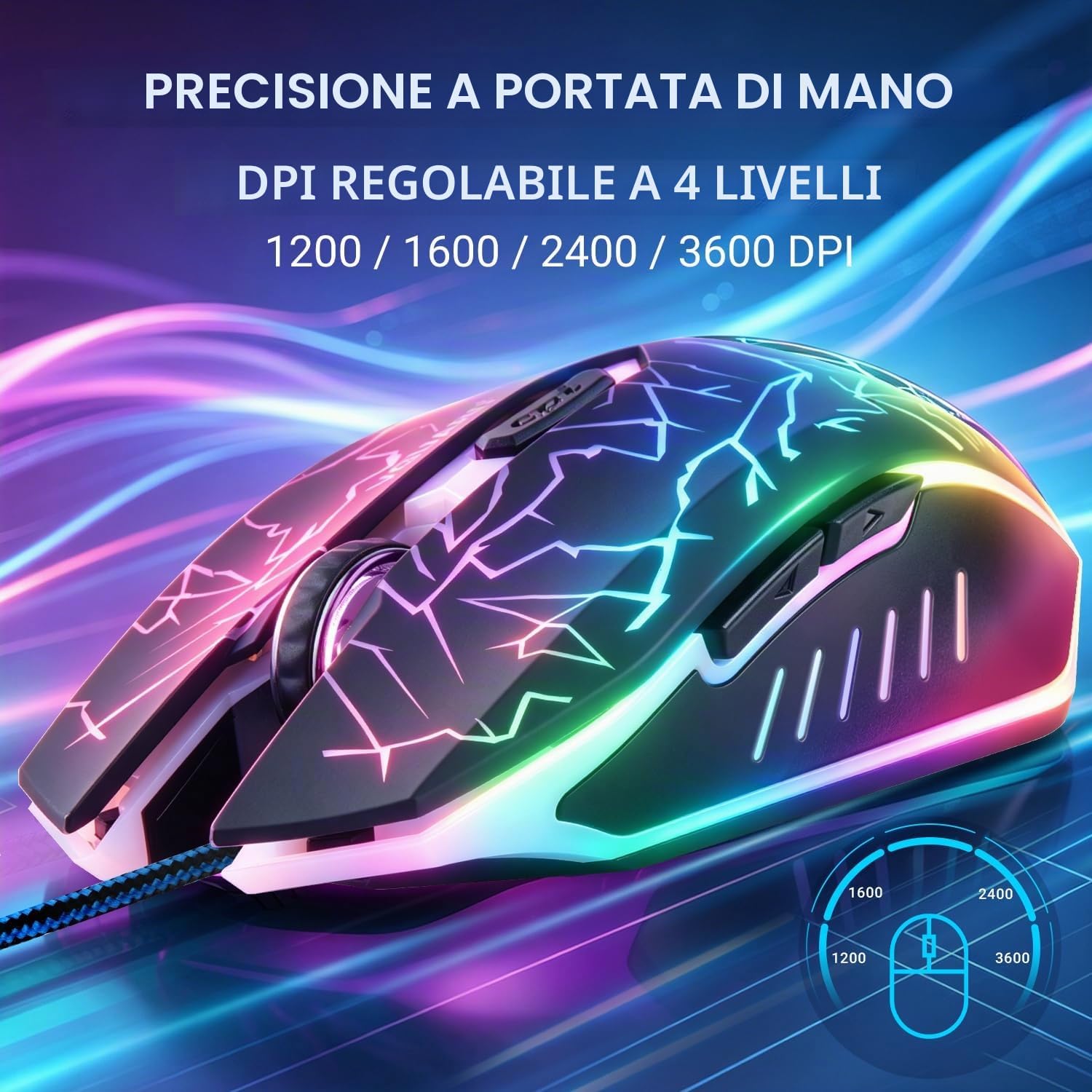 Detalle 2 de VGUARD Mouse da gaming 6 pulsanti, DPI 2400