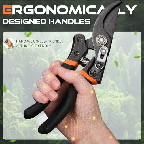 Detalle de DECERK 8.5" Professional Pruning Shears — Japanese Steel, Titanium Blade, Arthritis-Friendly Roots to Result