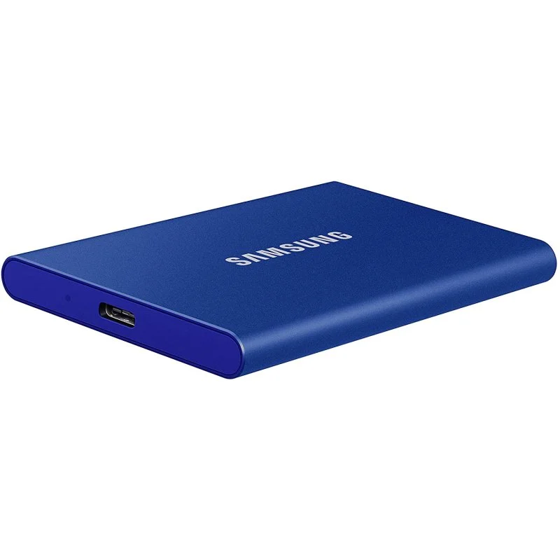 Detalle de Samsung T7 SSD 500 GB (azul) – PCIe NVMe, USB 3.2 Gen2