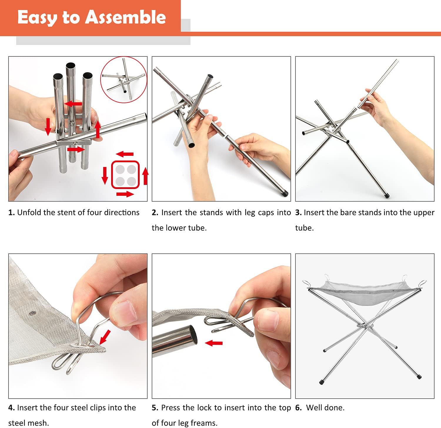Thumbnail 5 de Portable Fire Pit Stainless Steel Foldable Fire Bowl