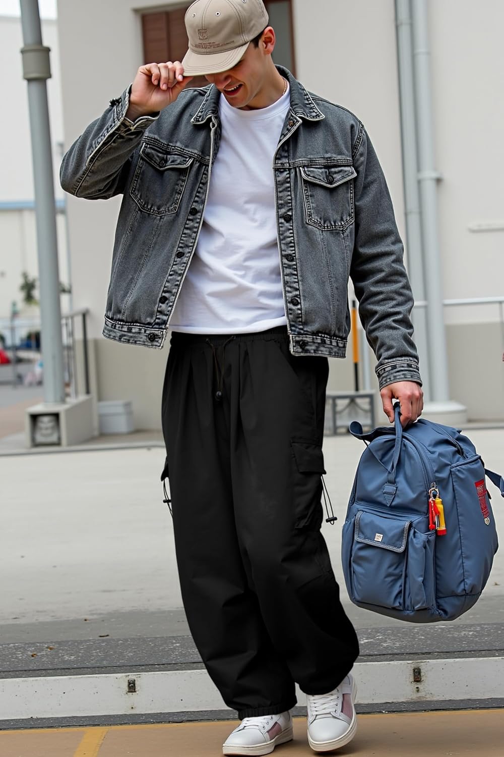 Thumbnail 6 de JMIERR Men's Baggy Cargo Pants - Trendy Parachute Harem Joggers with Pockets