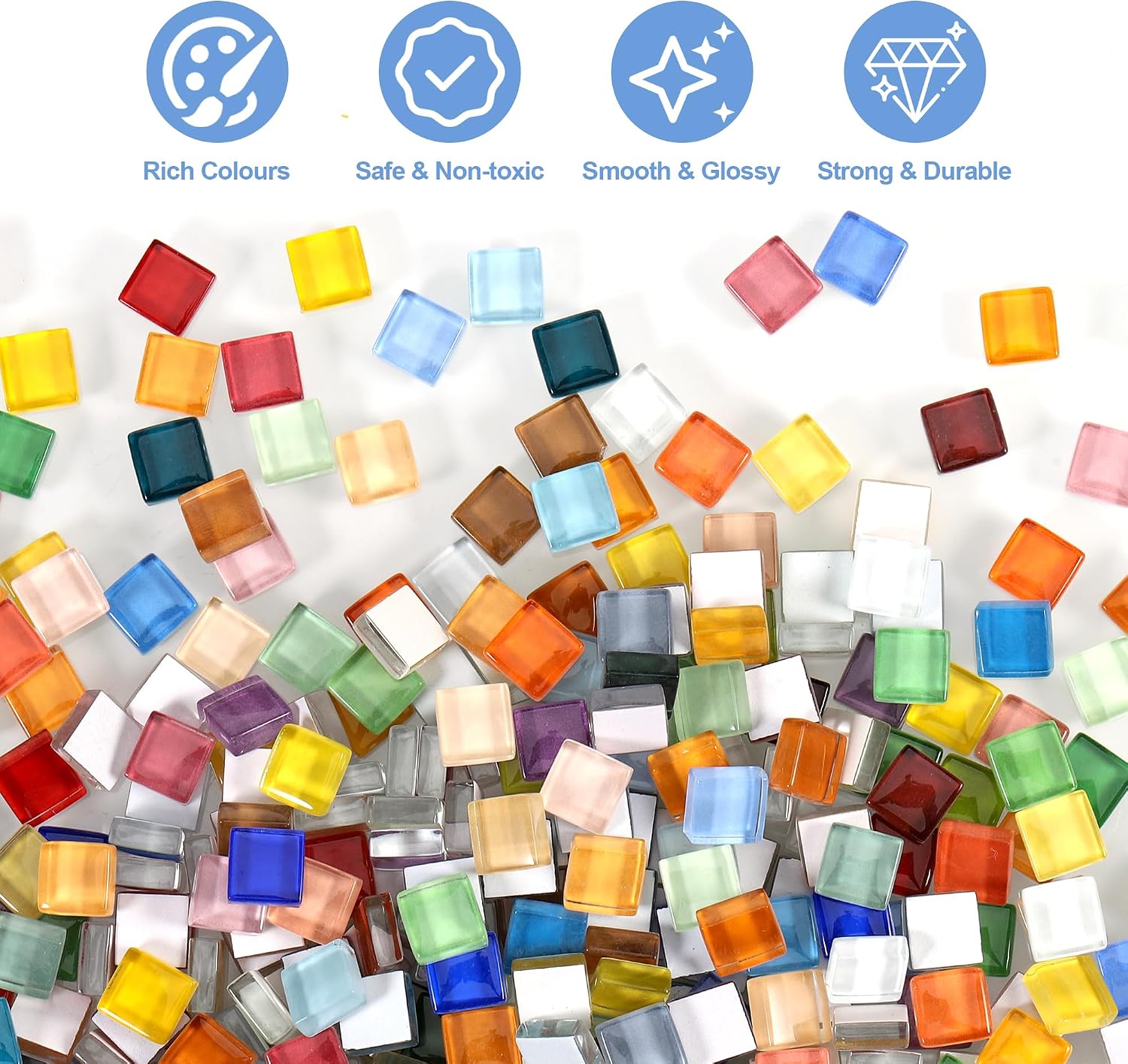 Thumbnail 2 de Zourglow 1kg Square Crystal Mosaic Tiles – Mixed Colour Mosaic Kit for DIY Crafts