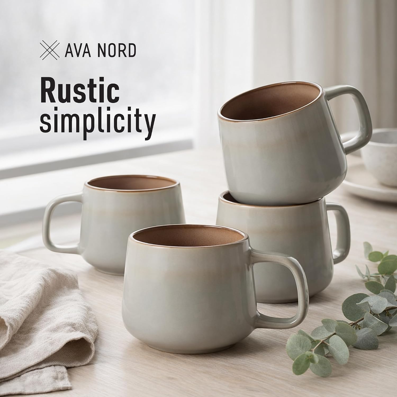 Thumbnail 6 de Ava Nord Ceramic Coffee Mugs 12 oz Set