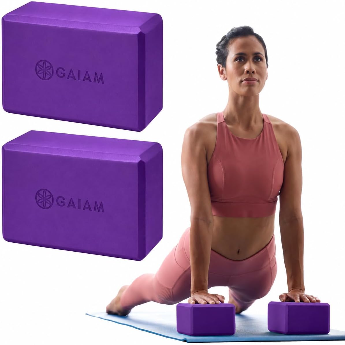 Detalle de Gaiam 05-62966 Yoga Blocks 2-Pack, Latex-Free EVA Foam, Non-Slip Grip
