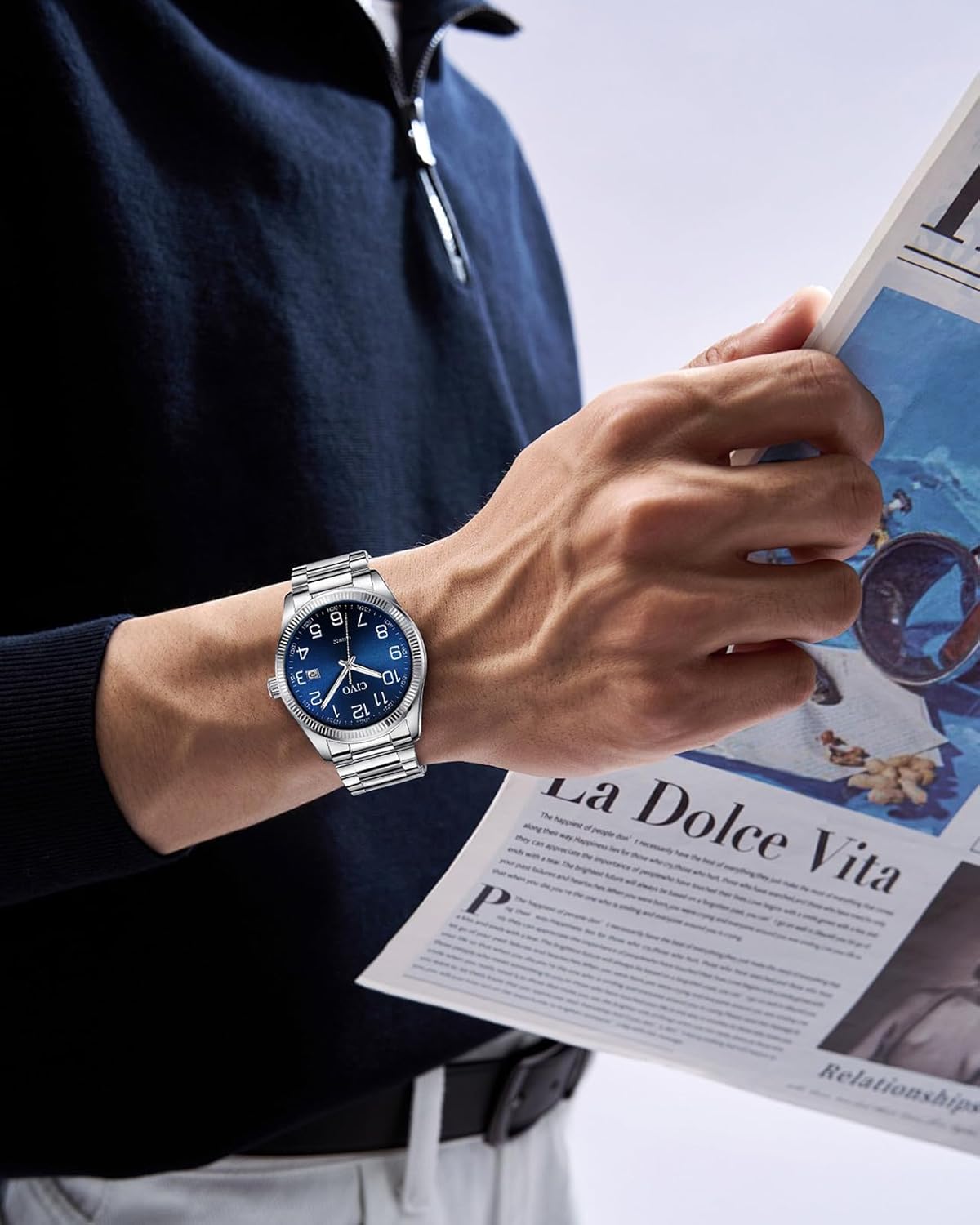 Thumbnail 4 de CIVO Silber Herrenuhr Leicht Lesbar
