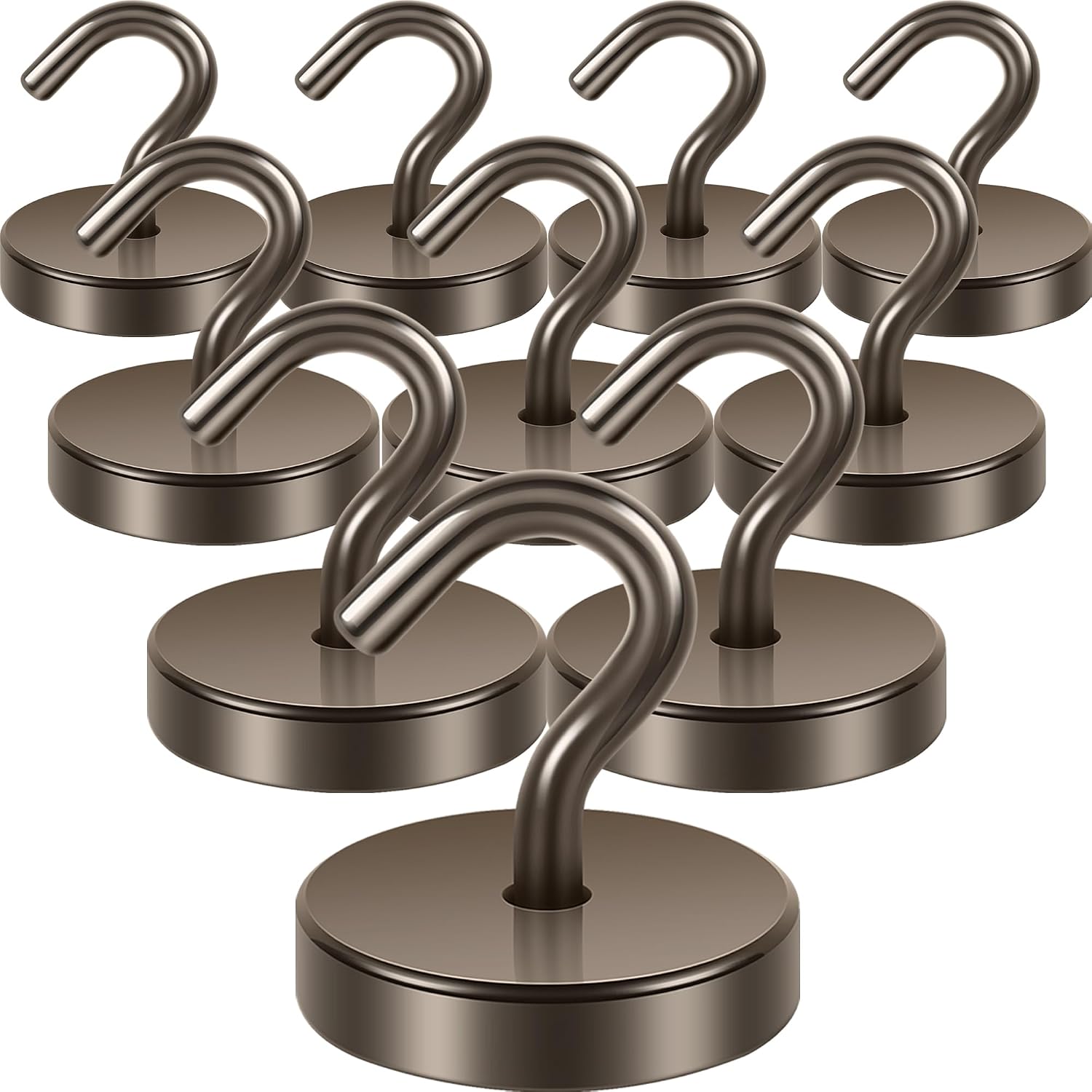 Detalle de Neosmuk NPM32x10Brown20240721 Magnetic Hooks, 10-Pack, Gray Steel