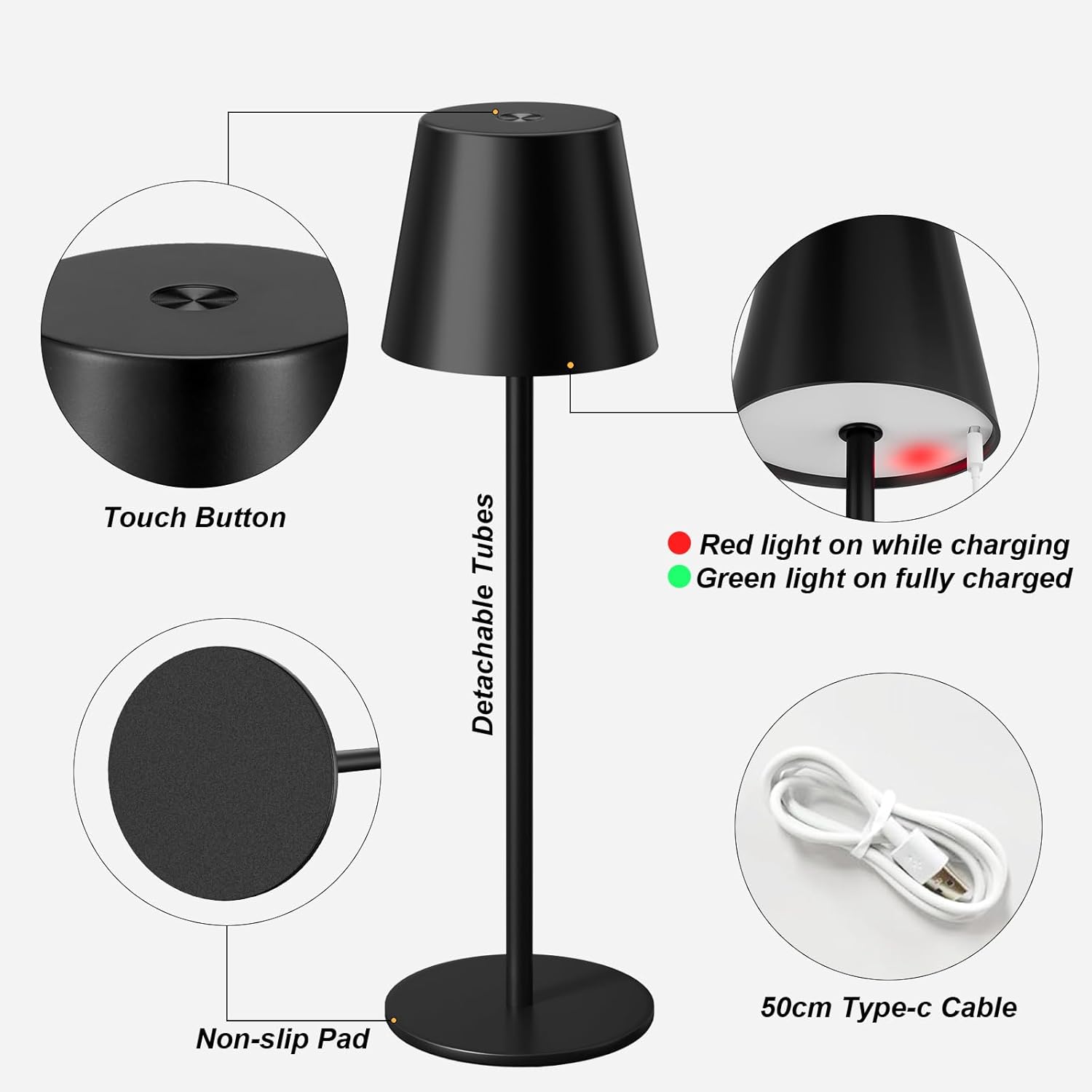 Thumbnail 4 de Kakanuo KK-LED3-01 Rechargeable Table Lamps, 2-Pack with Touch Dimming