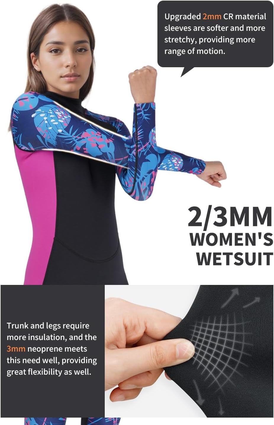 Thumbnail 5 de Yikayin Women’s 3/2mm Wetsuit with Back Zip – Fully Length Neoprene Suit for Snorkelling, Surfing and Kayaking