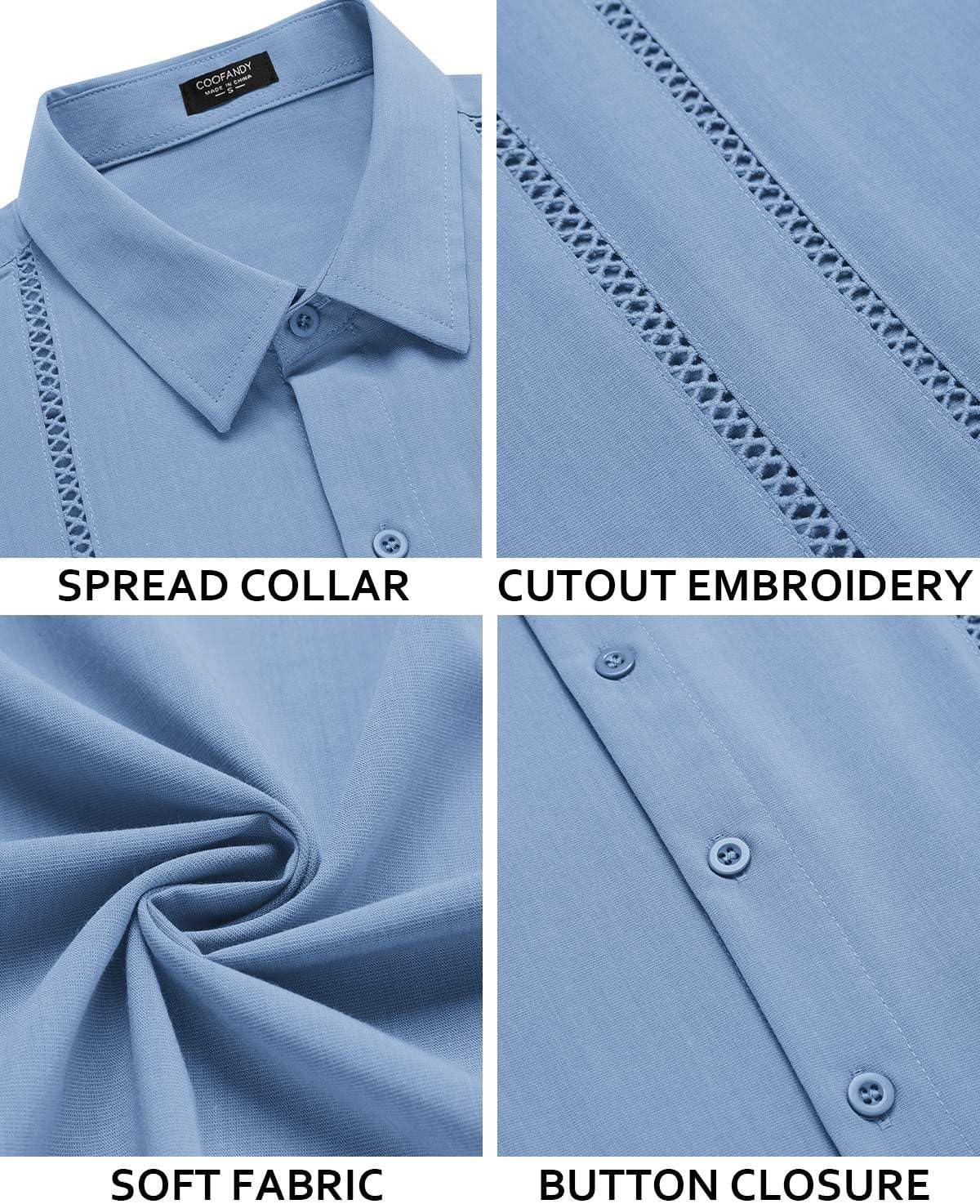 Thumbnail 4 de COOFANDY Men’s Cuban Guayabera Shirt (Short Sleeve Button-Down) for Summer