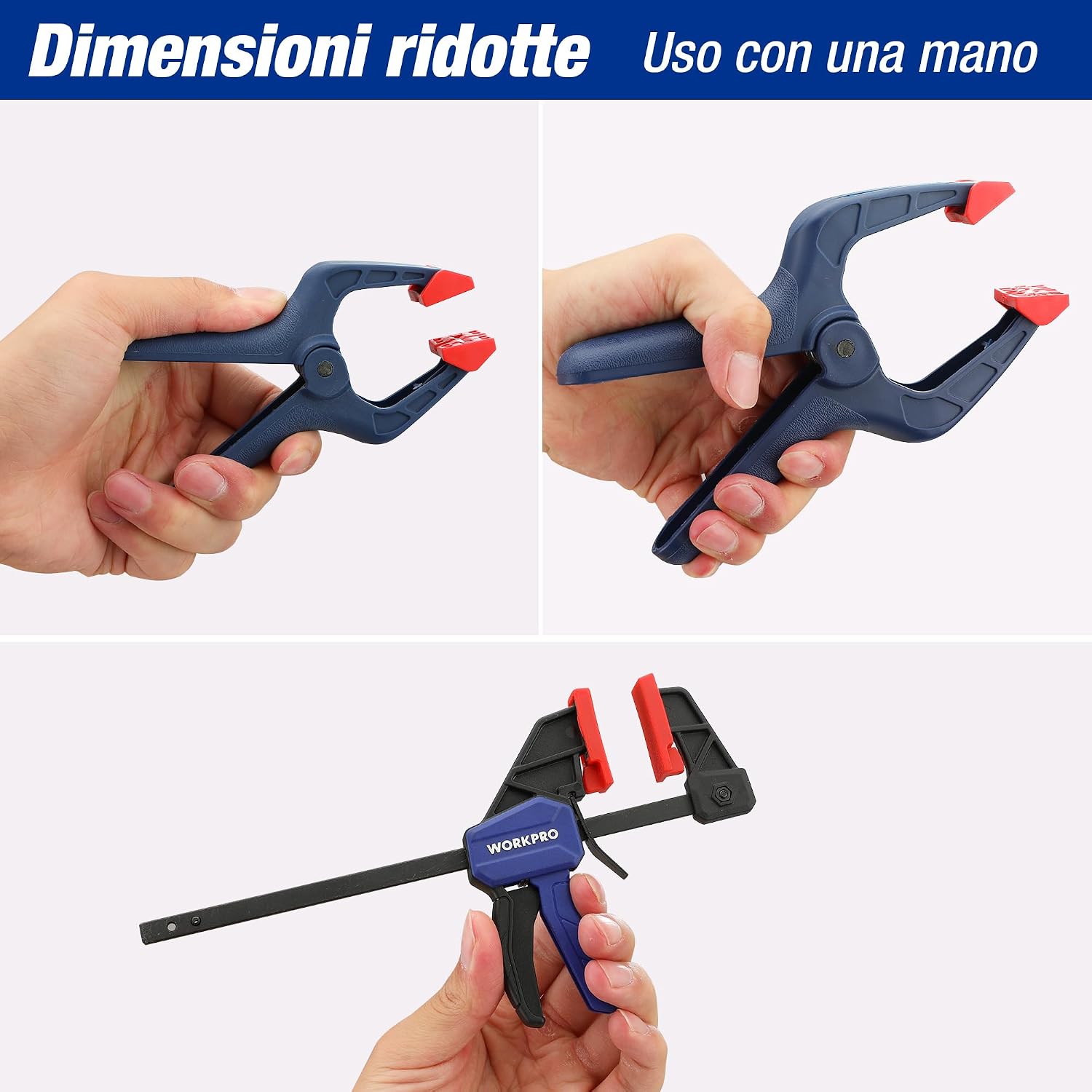 Thumbnail 6 de WORKPRO Set di Mini Morsetti da Falegname 8 Pezzi: Morsetti a Barra e a Molla per Fai Da Te e Falegnameria
