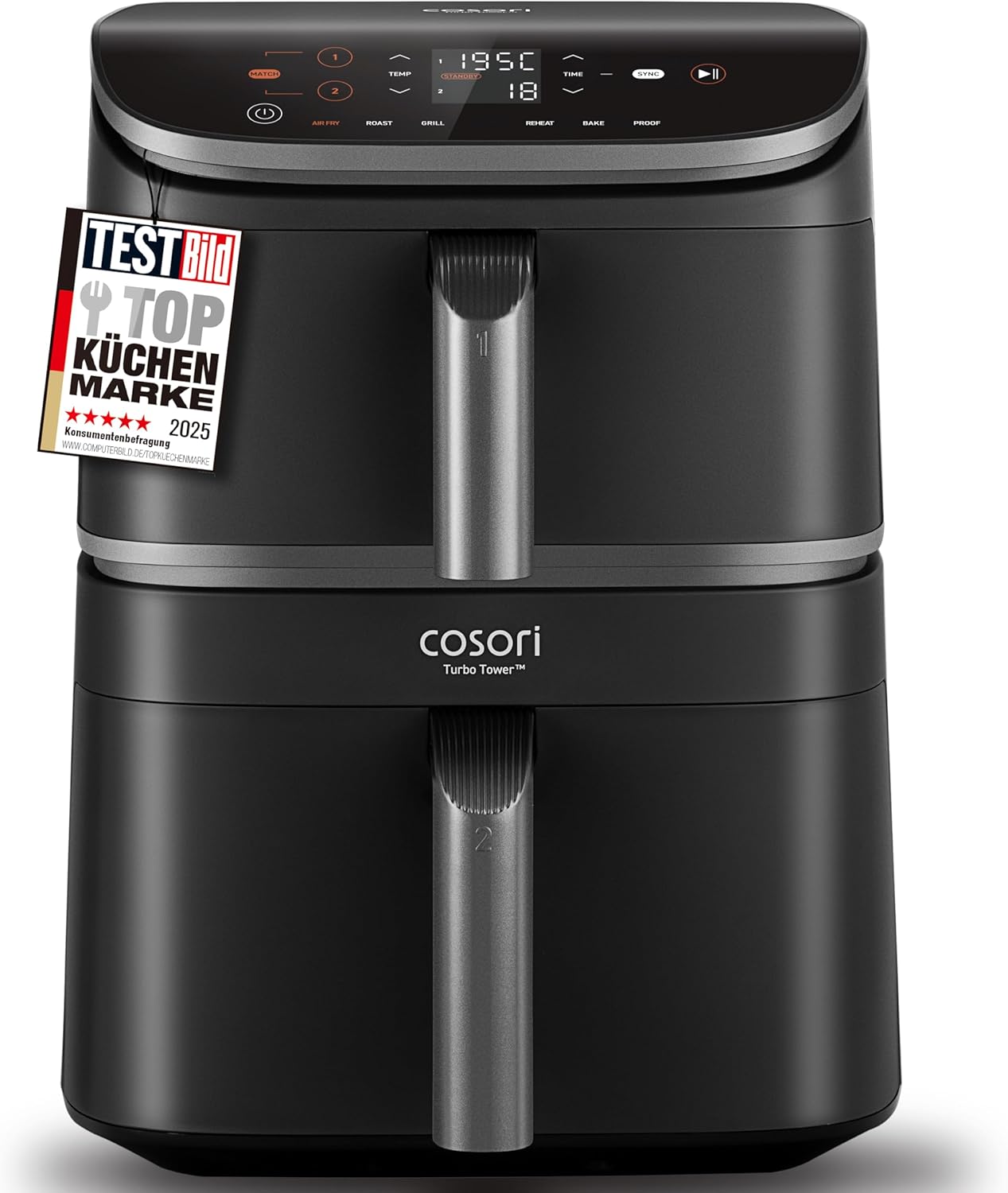 Detalle de COSORI Airfryer 2-Kammer 10,8 L mit Rezeptbuch