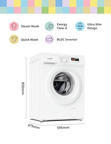 Detalle de COMFEE' 8kg Washing Machine with Energy Class A, 1400rpm, BLDC Motor, Slim White