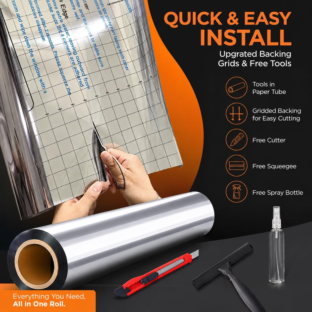 Detalle de Dwersty HYin-44200 One-Way Window Privacy Film, 17.5" x 78.7", Static Cling