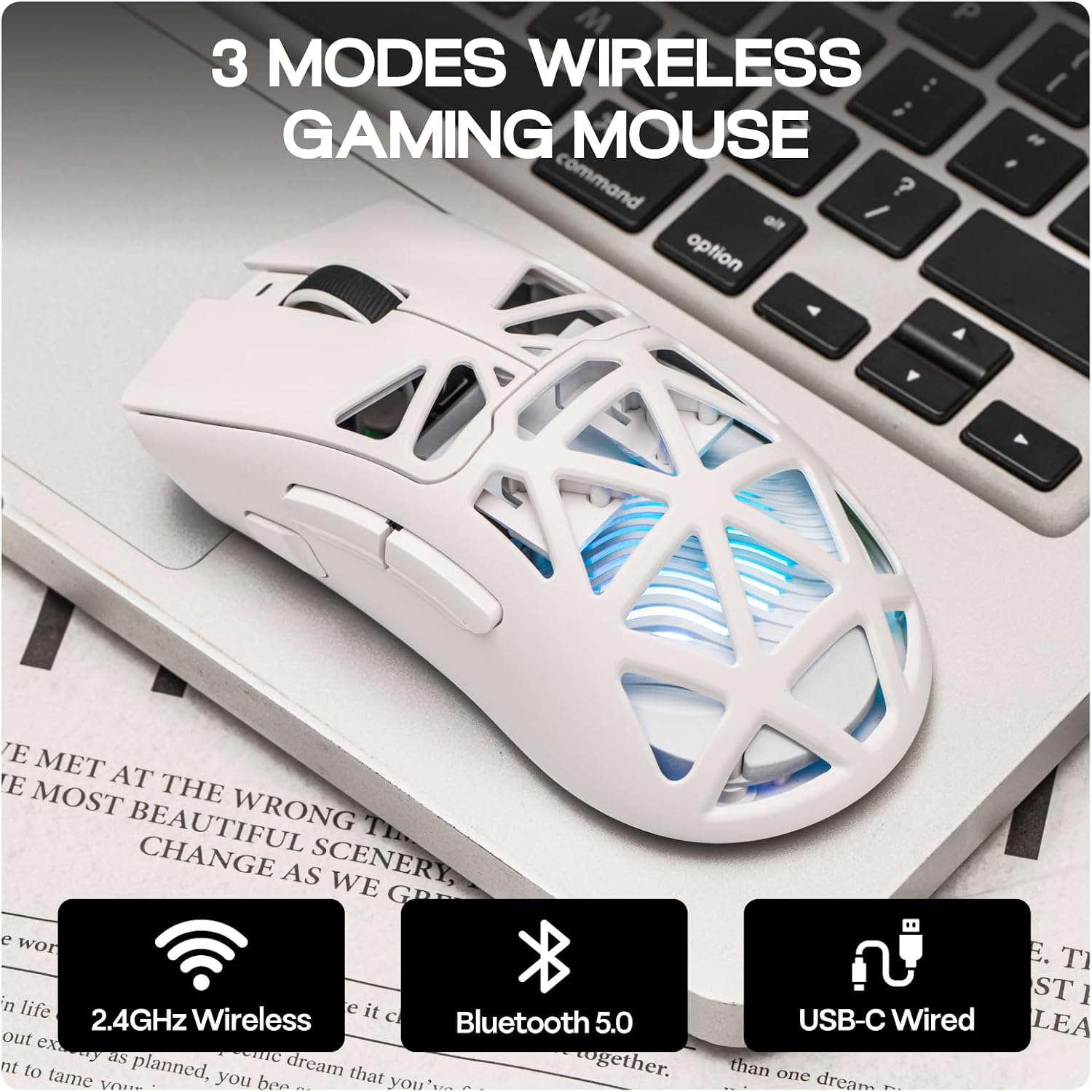 Detalle 2 de MechLands AULA SC620 Wireless Gaming Mouse, 12,000 DPI, PAW3311, RGB