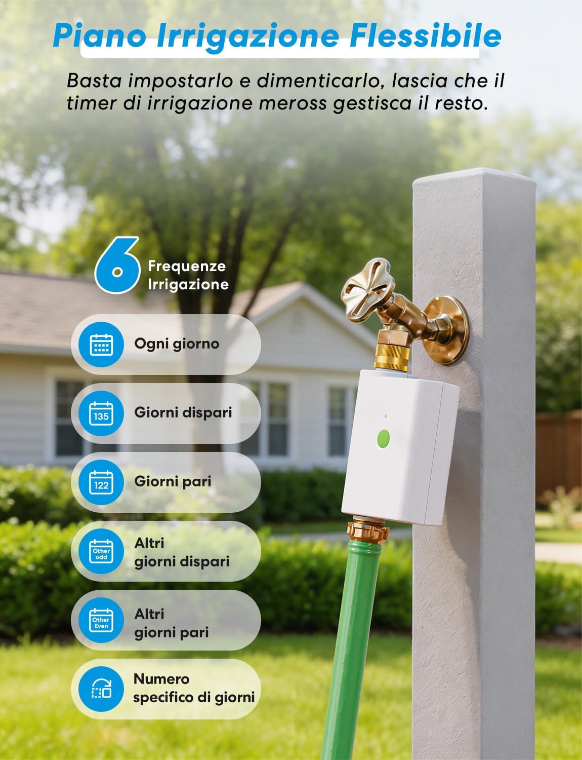Detalle de Meross Centralina Irrigazione WiFi MST100: controllo, risparmio e integrazione HomeKit/Alexa/Google