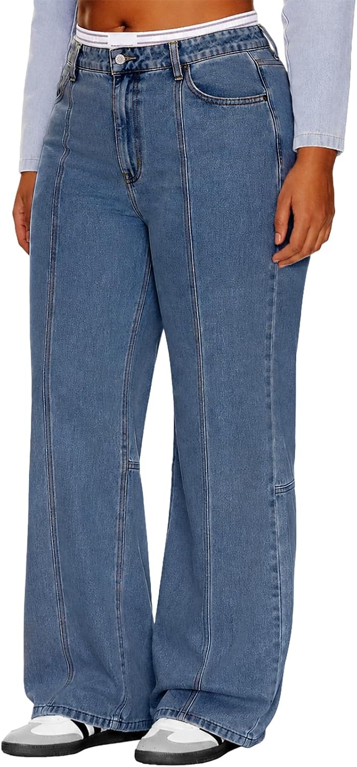 Detalle de MARIASHA Women's Wide-Leg Jeans 3XL