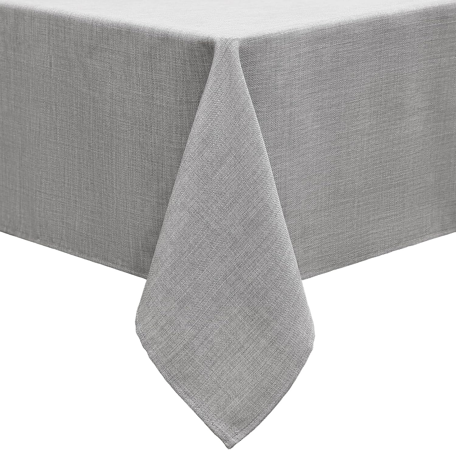 Detalle de smiry Leinenoptik Tischdecke wasserabweisend, Lotuseffekt, abwaschbar 130 x 160 cm – Hellgrau