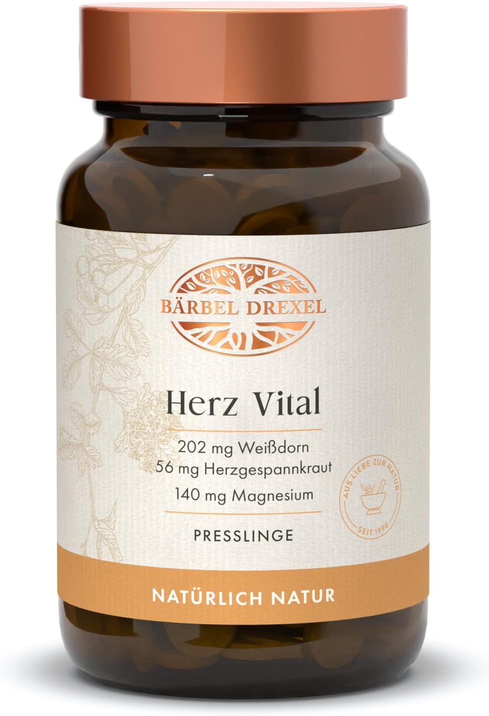 Detalle de BÄRBEL DREXEL Herz Vital – Natürliche Cardio-Formel mit Weißdorn, Herzgespann, Magnesium & Vitaminen (160 Stk)