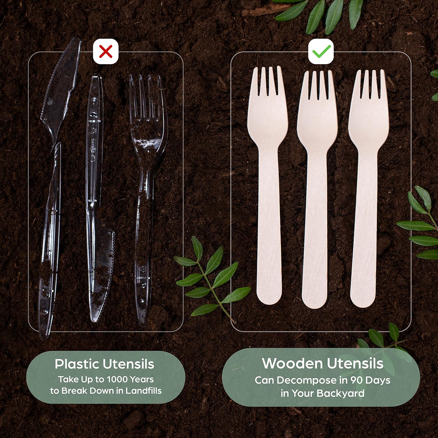 Thumbnail 2 de PURPLECLAY Wooden Disposable Forks (300 PCS) — FSC Certified Birchwood, Compostable & Eco-Friendly
