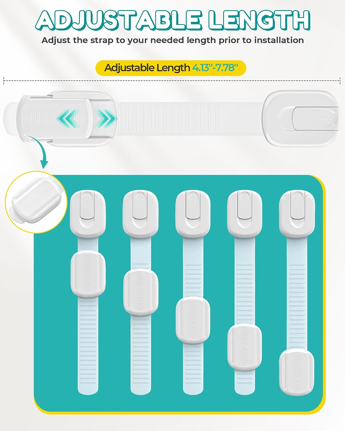 Detalle de Niunuerga baby locks Child Safety Cabinet Latches, 14-Pack, Adjustable Adhesive