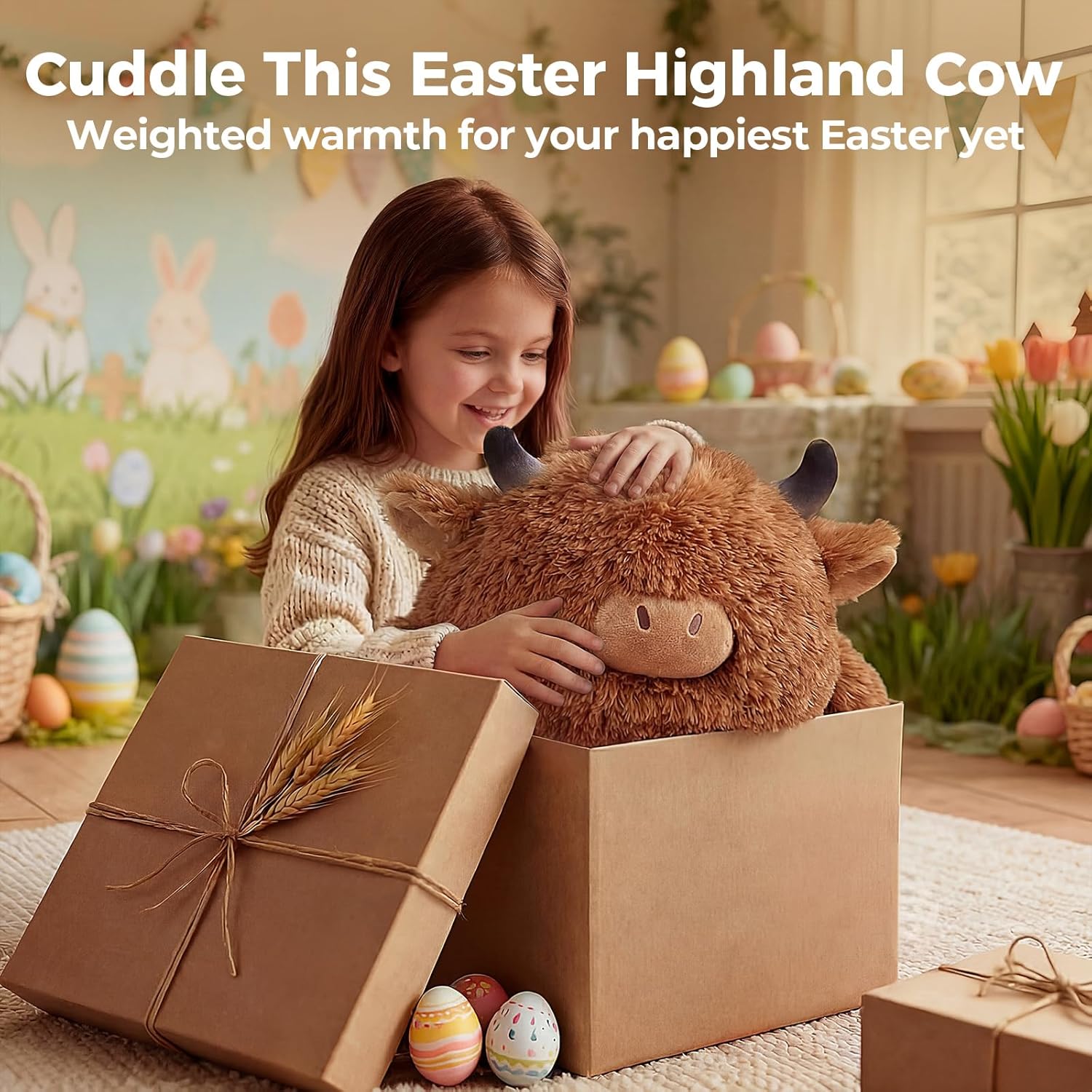 Thumbnail 1 de Mewaii Peluche lestée Vache Highland Kawaii 58 cm (4,0 LB) – apaisante et relaxante