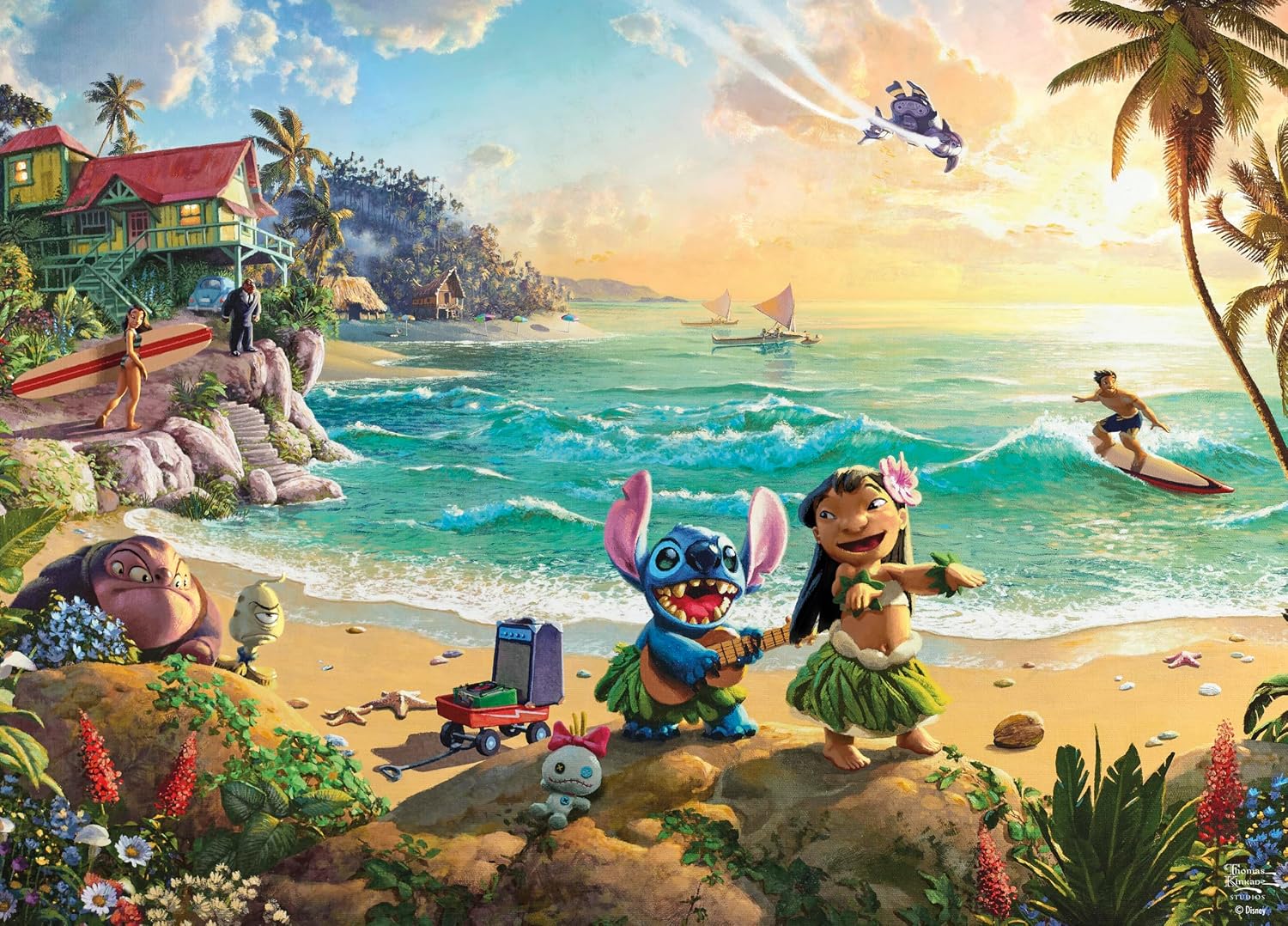 Detalle de Ceaco Thomas Kinkade Disney Lilo & Stitch 1000-Piece Jigsaw Puzzle (Premium Recycled Board, Made in USA)