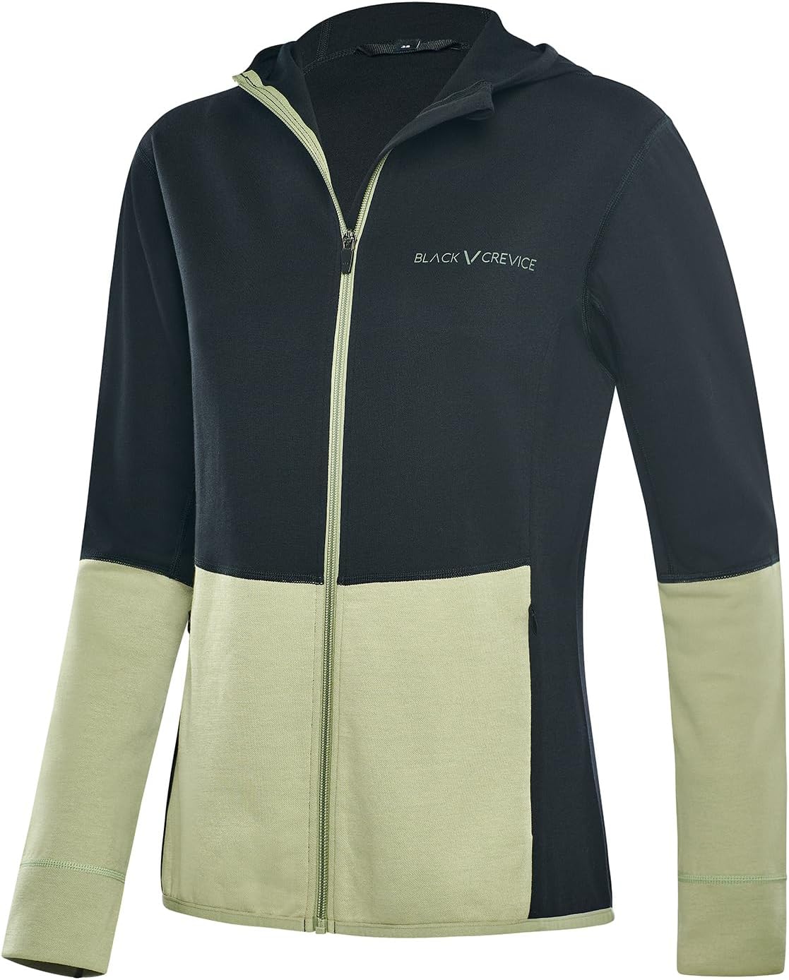 Detalle de Black Crevice Veste à capuche femme en laine mérinos et coton respirant