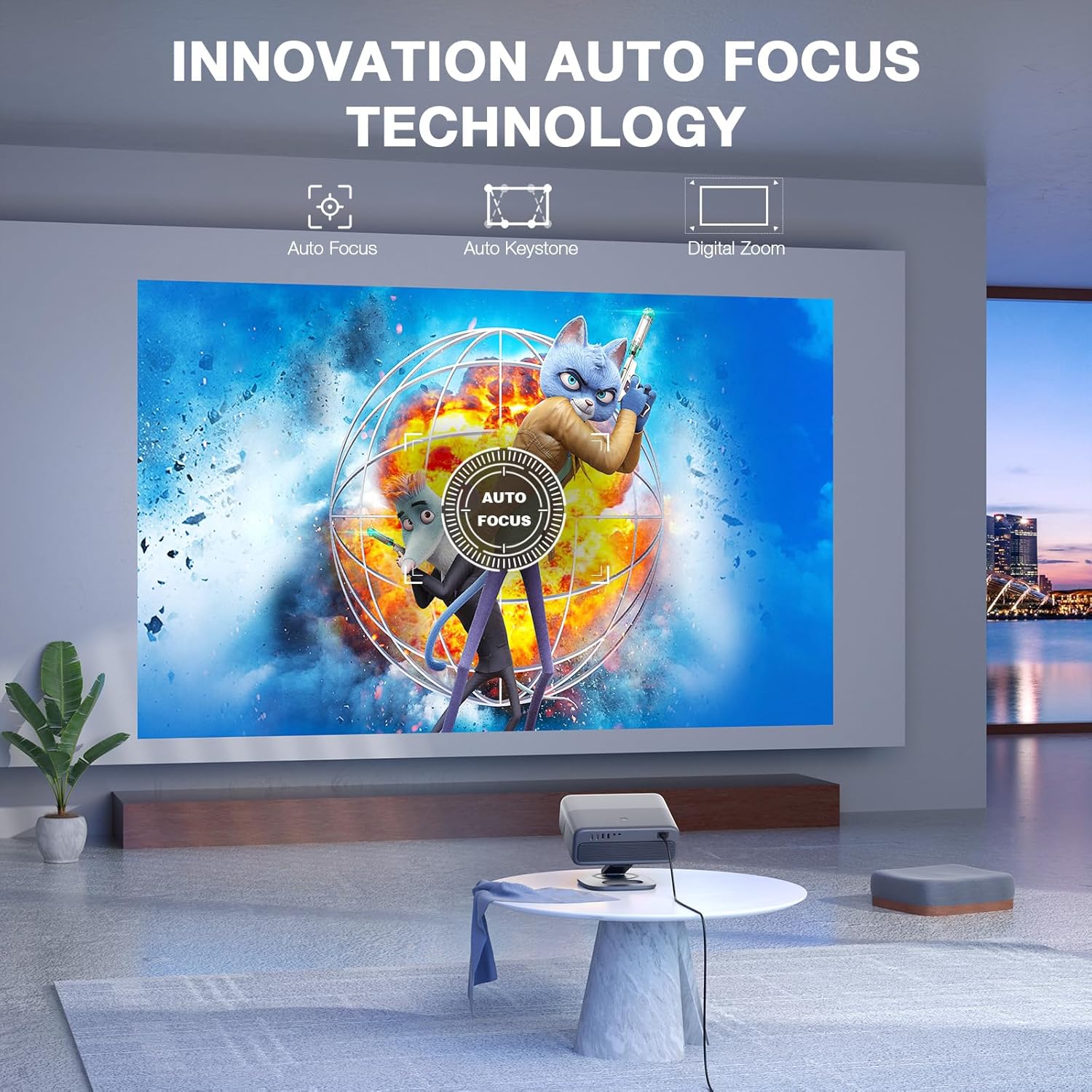 Detalle 2 de AuKing 4K WiFi Bluetooth projector with 2500
