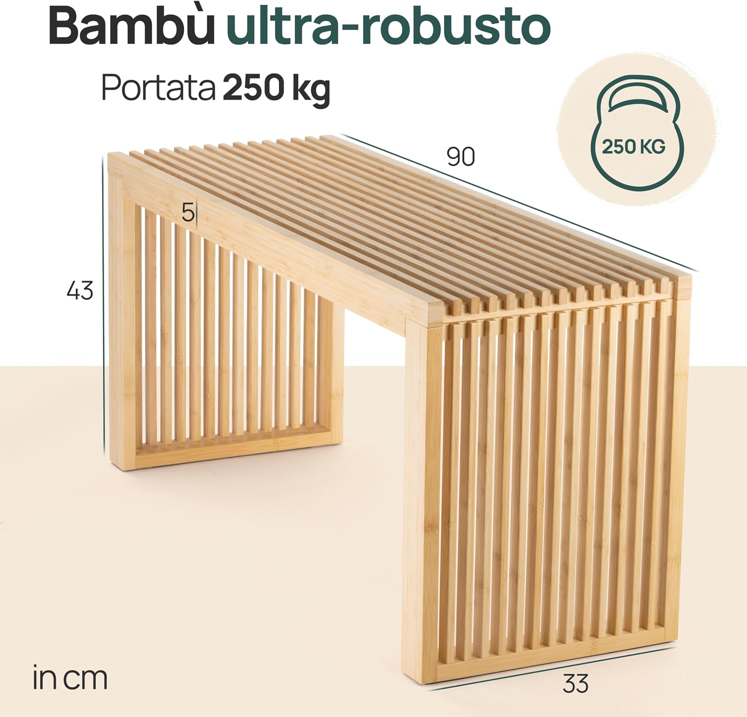 Detalle 2 de Bambù Panca 90 x 33 x 43 cm panca in legno