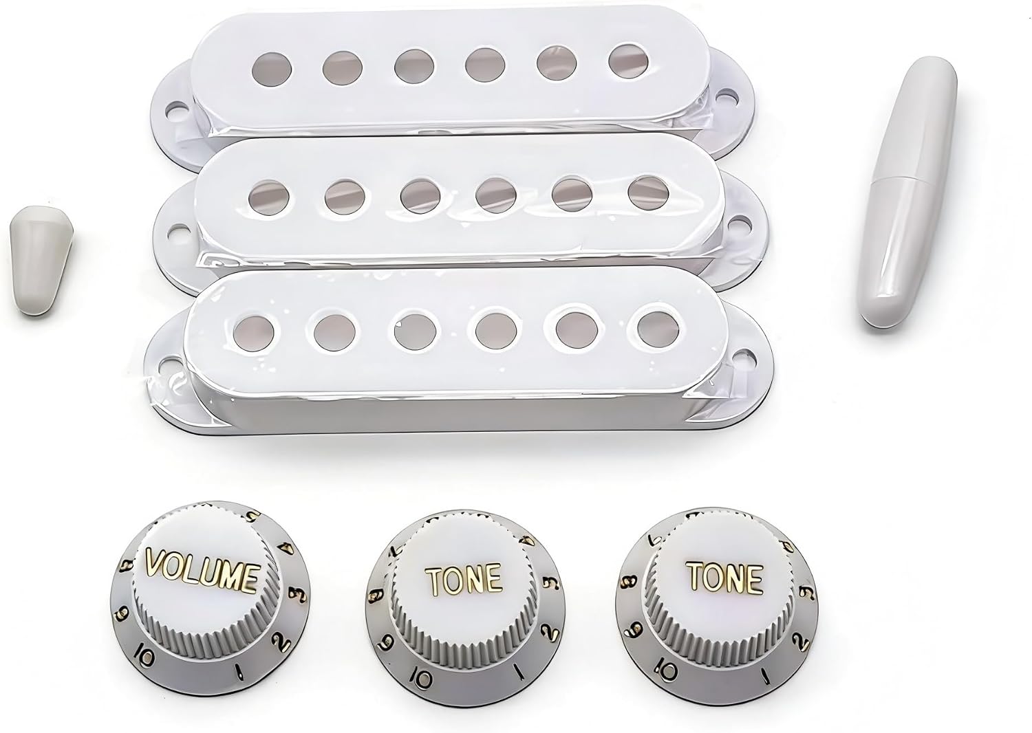 Detalle de VizEx Zevo VZ-017-White Guitar Hardware Set, White ABS with Tremolo Tip