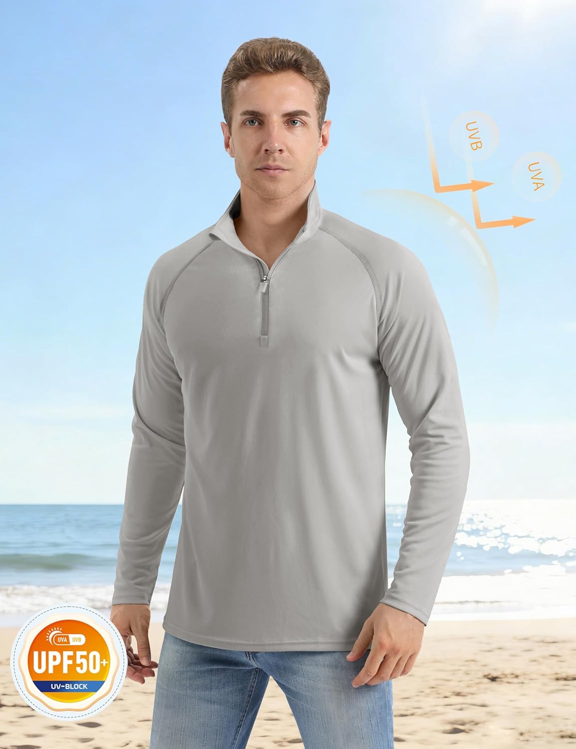 Thumbnail 1 de MAGCOMSEN T-Shirt Sportive da Uomo con protezione solare UPF 50+ e zip 1/4