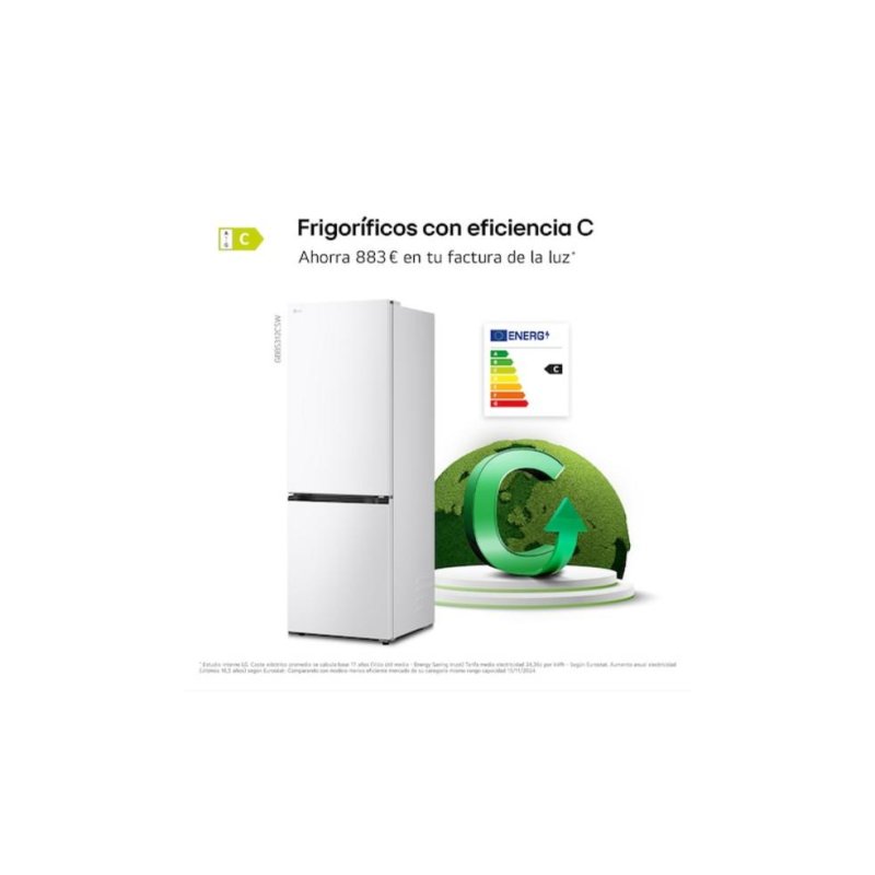 Detalle de Frigorífico Combi LG GBBS312CSW No Frost 186 cm, 333 L, Blanco con WiFi IA