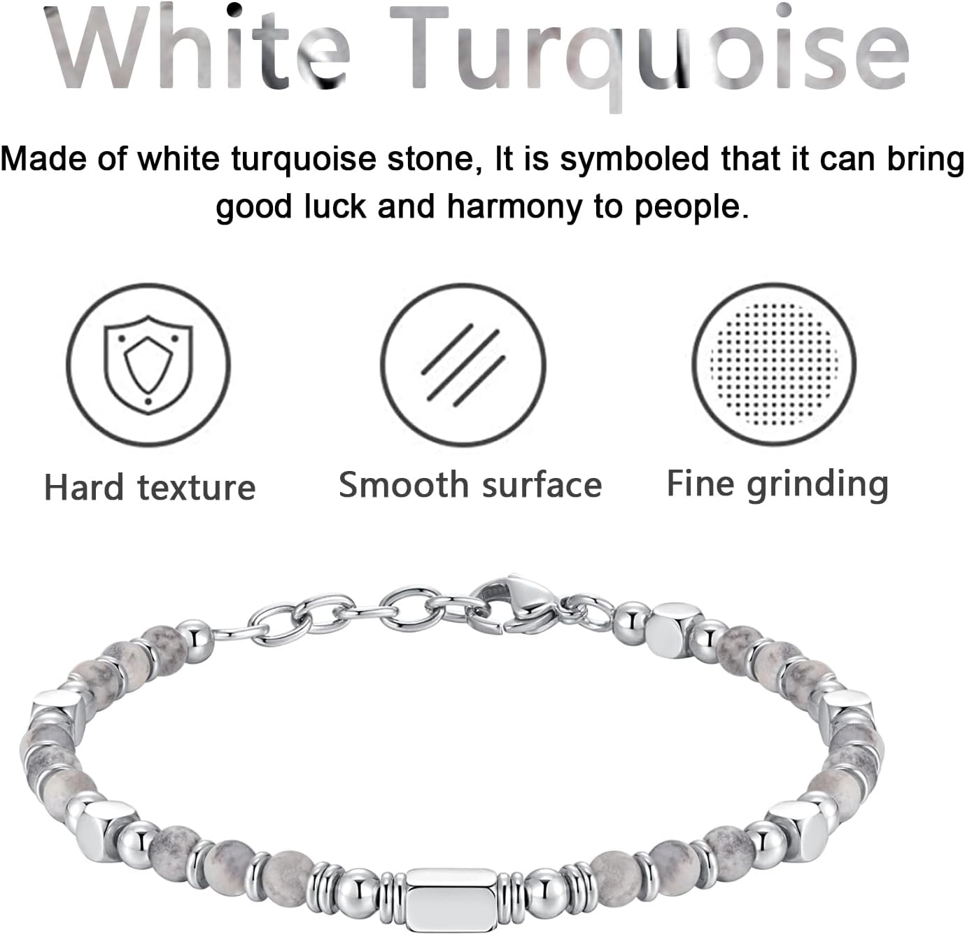 Thumbnail 3 de SIUMAL Bracciale Donna Bohémien con Pietra Naturale e Acciaio Inossidabile