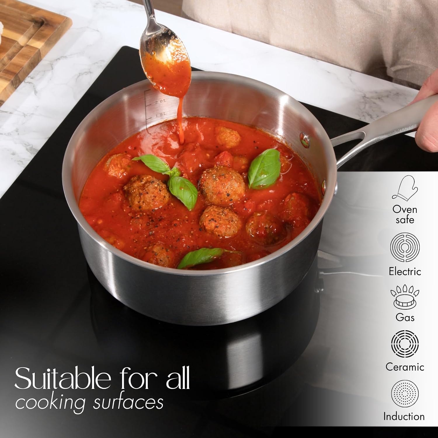 Thumbnail 6 de Nuovva Stainless Steel Saucepan Set 6pc 2.7L