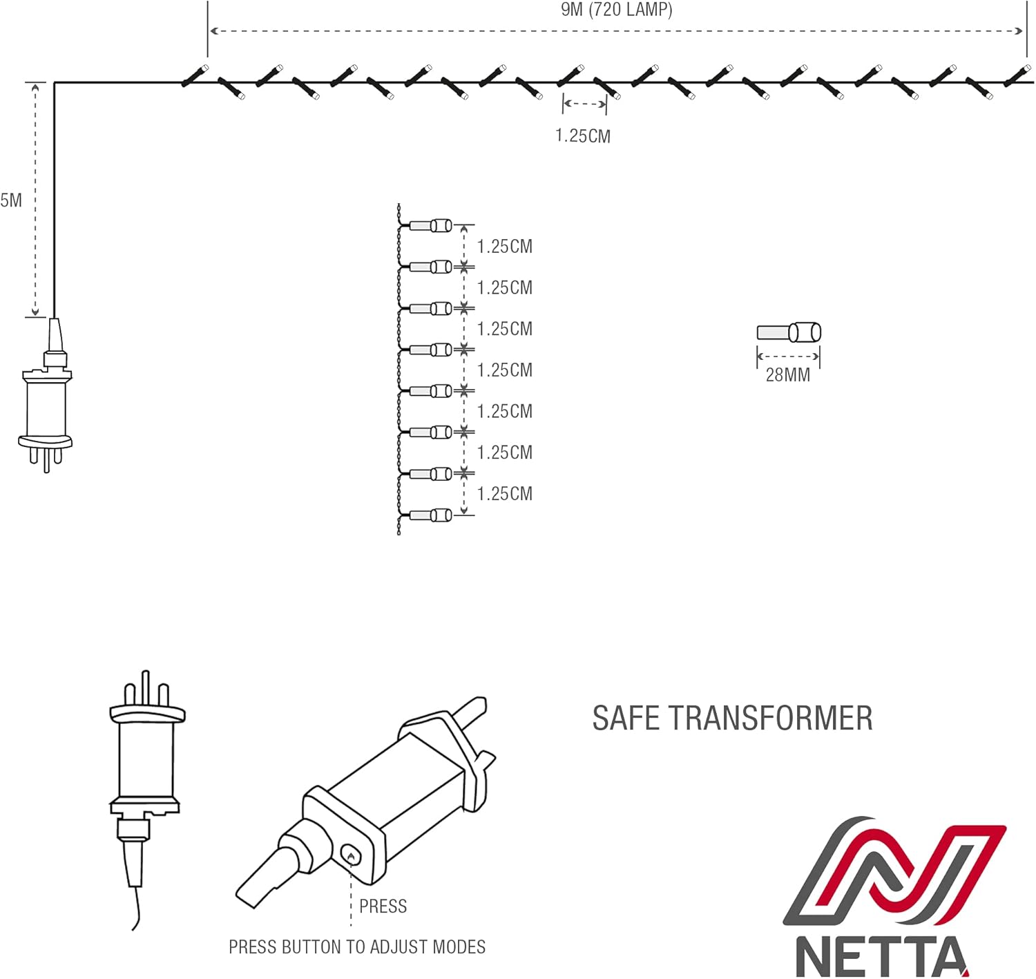 Thumbnail 5 de NETTA 720 LED Christmas Tree Cluster Lights with 8-Hour Timer, 8 Modes & Warm/Cool White