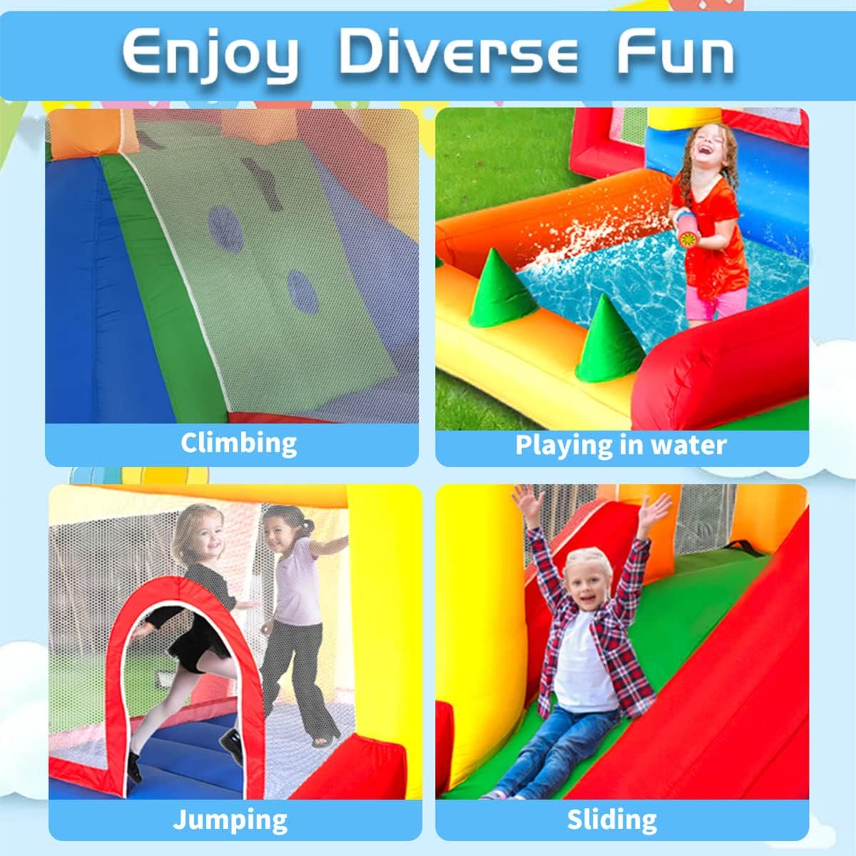 Thumbnail 2 de Ballsea Hüpfburg mit Gebläse – Indoor-Hüpfburg für Kinder (343 x 280 x 203 cm)