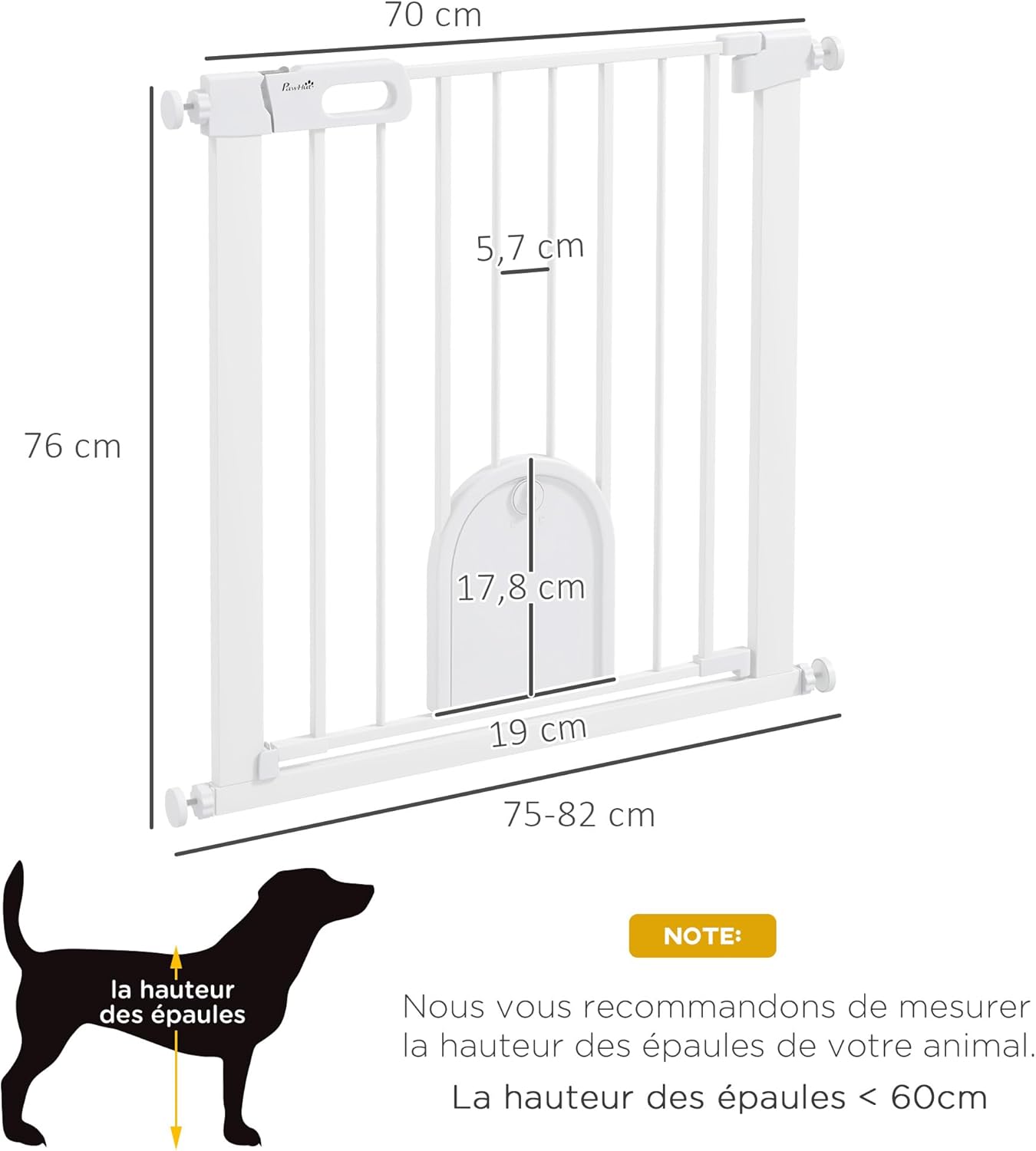 Detalle de PawHut Barrière de sécurité 76 cm
