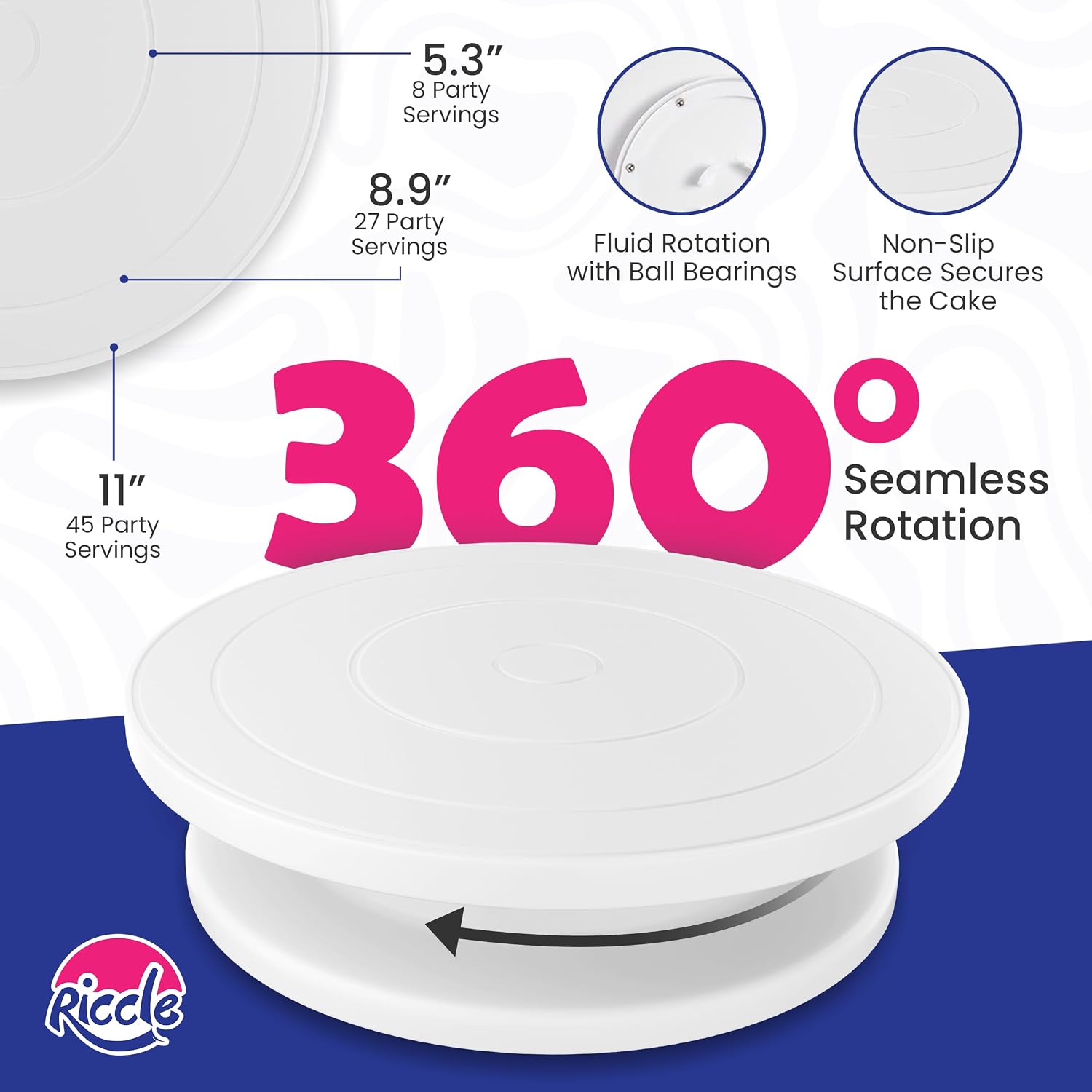 Detalle de Riccle 94-Piece Cake Decorating Kit with Cake Turntable (Piping Tips, Bags, Spatulas & Scrapers)