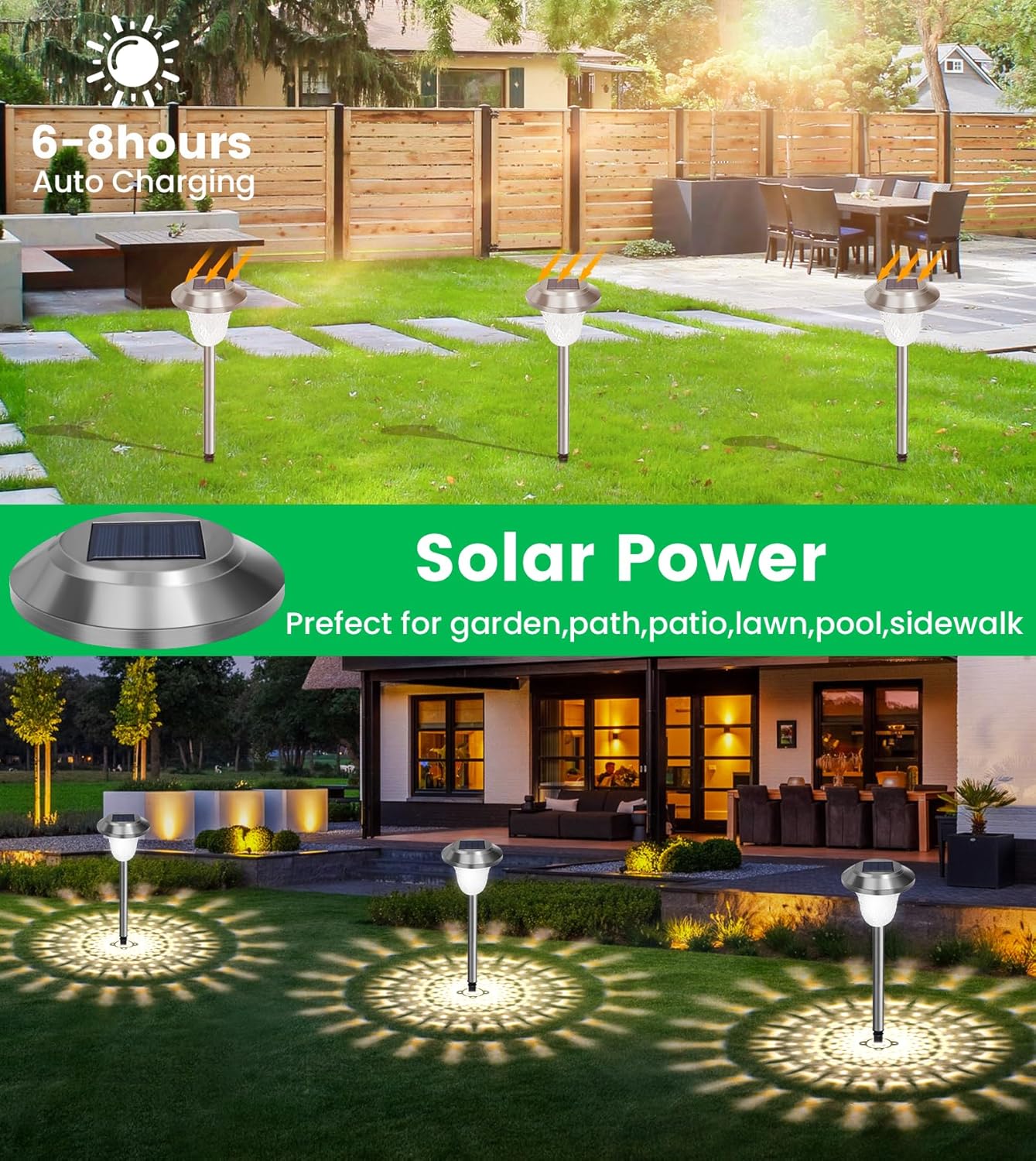 Thumbnail 1 de 4 Pack Bright Solar Lights Outdoor Garden – Premium Stainless Steel, IP65 Waterproof, Dusk to Dawn (Up to 12 Hours)
