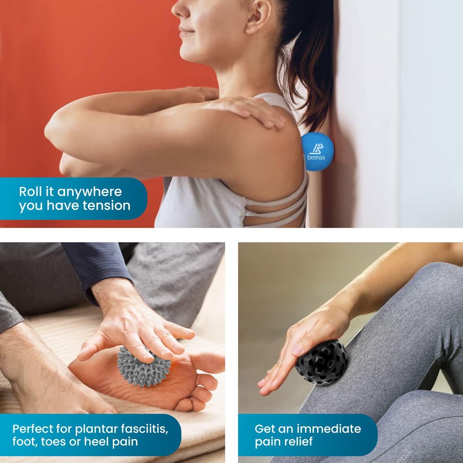 Thumbnail 1 de Beenax Massage Ball Set of 3 for Myofascial Release