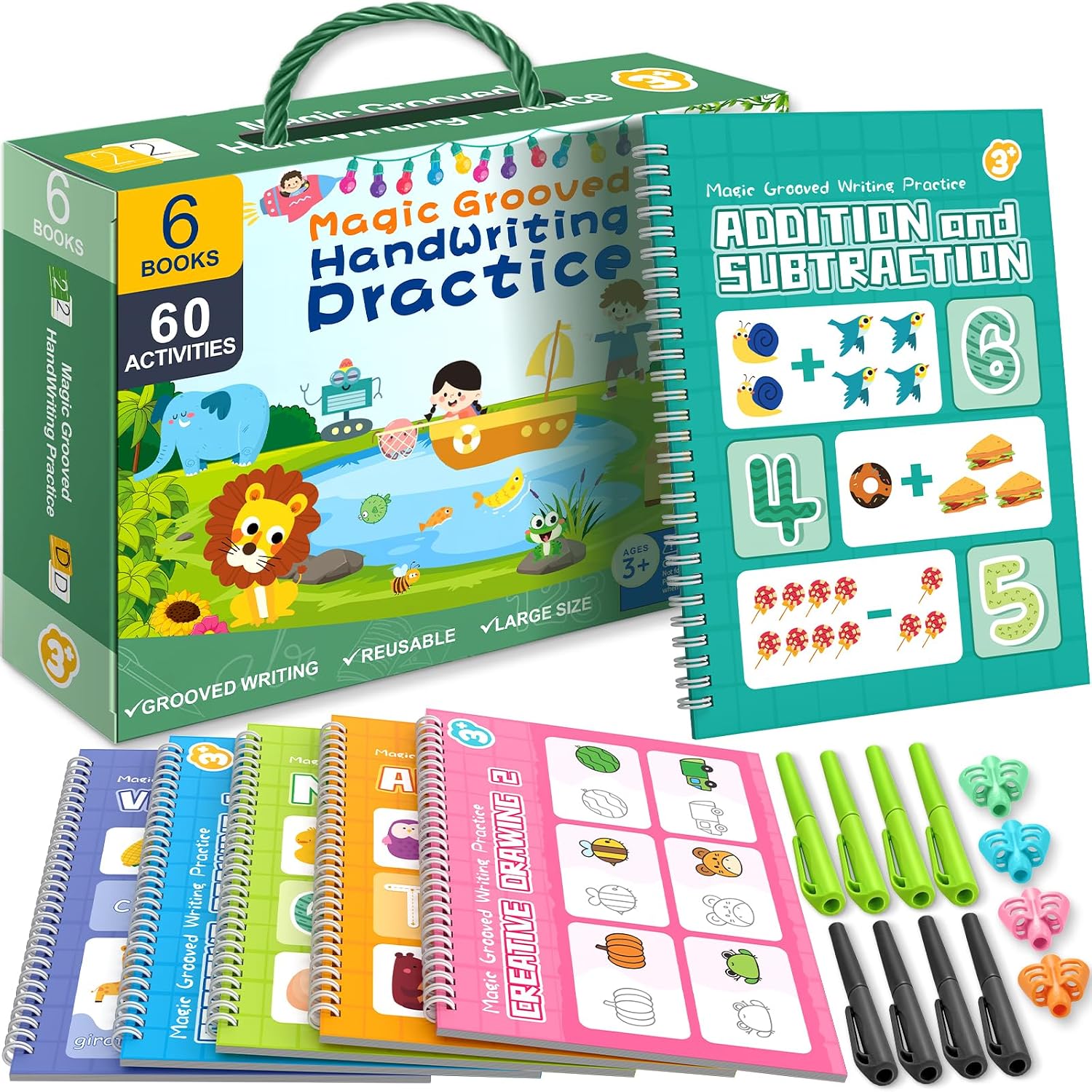 Detalle de Grooved Writing Practice Book for Kids Ages 3-8
