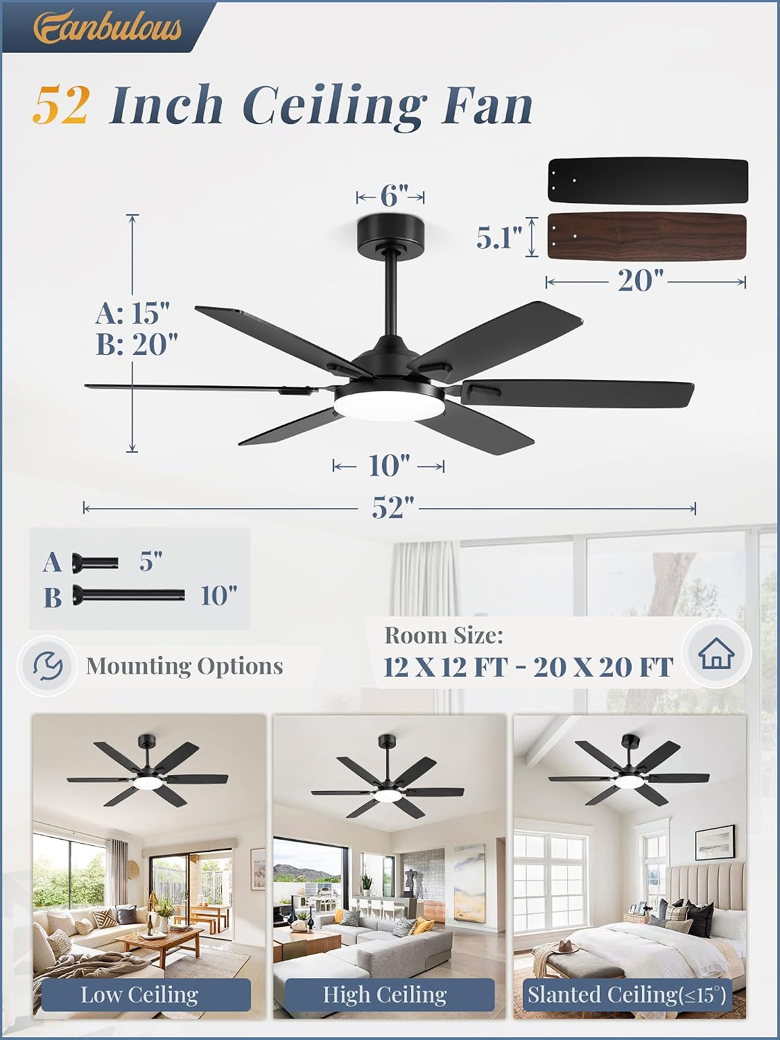 Thumbnail 6 de Fanbulous Ceiling Fan, 52-Inch