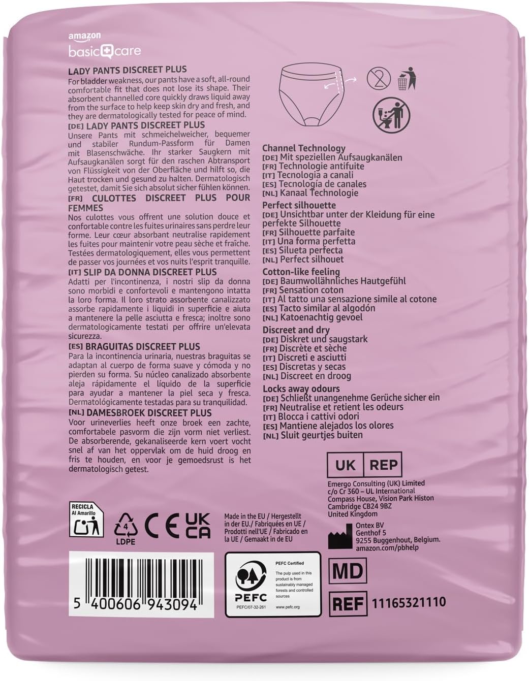 Detalle 2 de Amazon Basic Care Damen Pants Plus Large 40 Stück