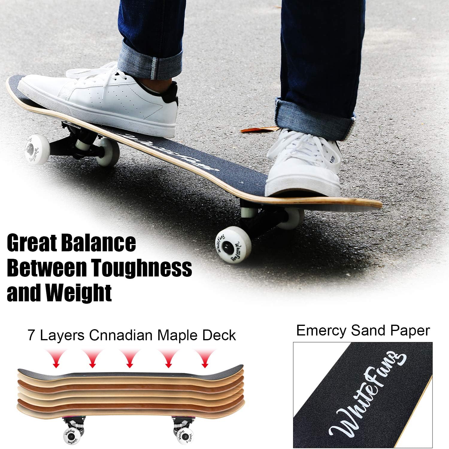 Detalle 2 de WhiteFang Complete Skateboard 31.75-inch