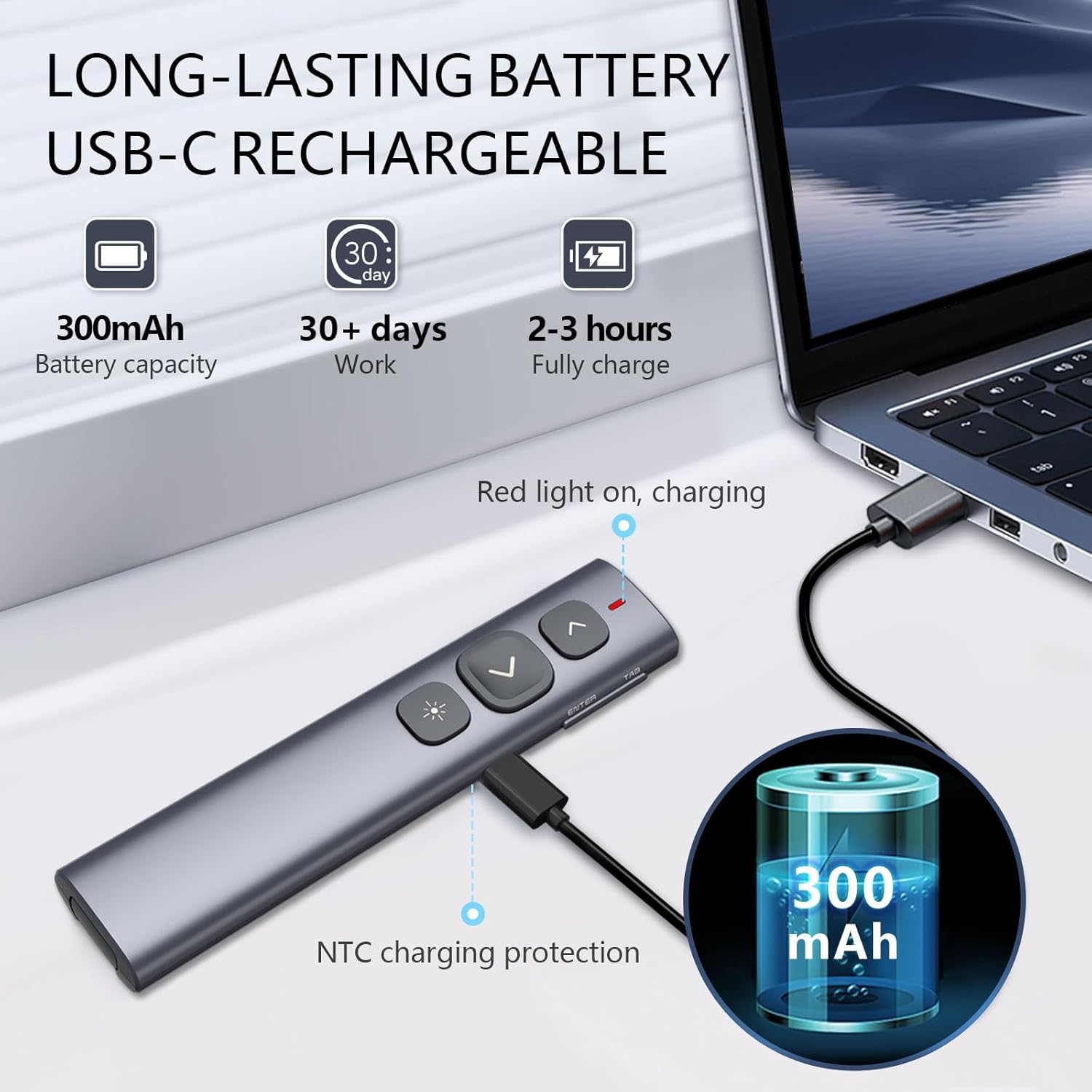 Detalle de Norwii N95 Presentation Clicker with USB-A&C Receiver: Practical wireless presenter for larger rooms